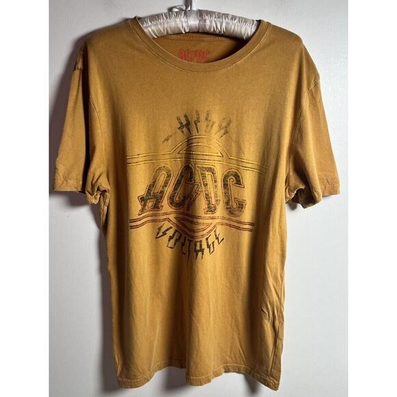 Lucky Brand Tops - Lucky Brand AC DC High Voltage Women's Medium 100% Yellow Band Tee Shirt‎